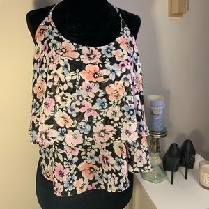 Flower Sheer Ruffled Tank